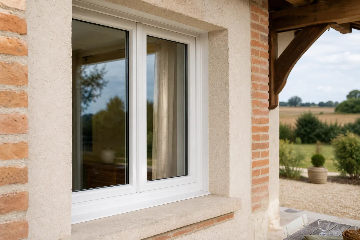 Fenêtre PVC double vitrage posée dans une maison rénovée de la plaine bressane